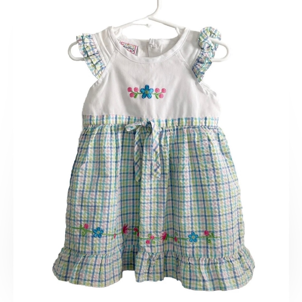 Vintage Smocked Floral Embroidery Toddler Dress Size 2T